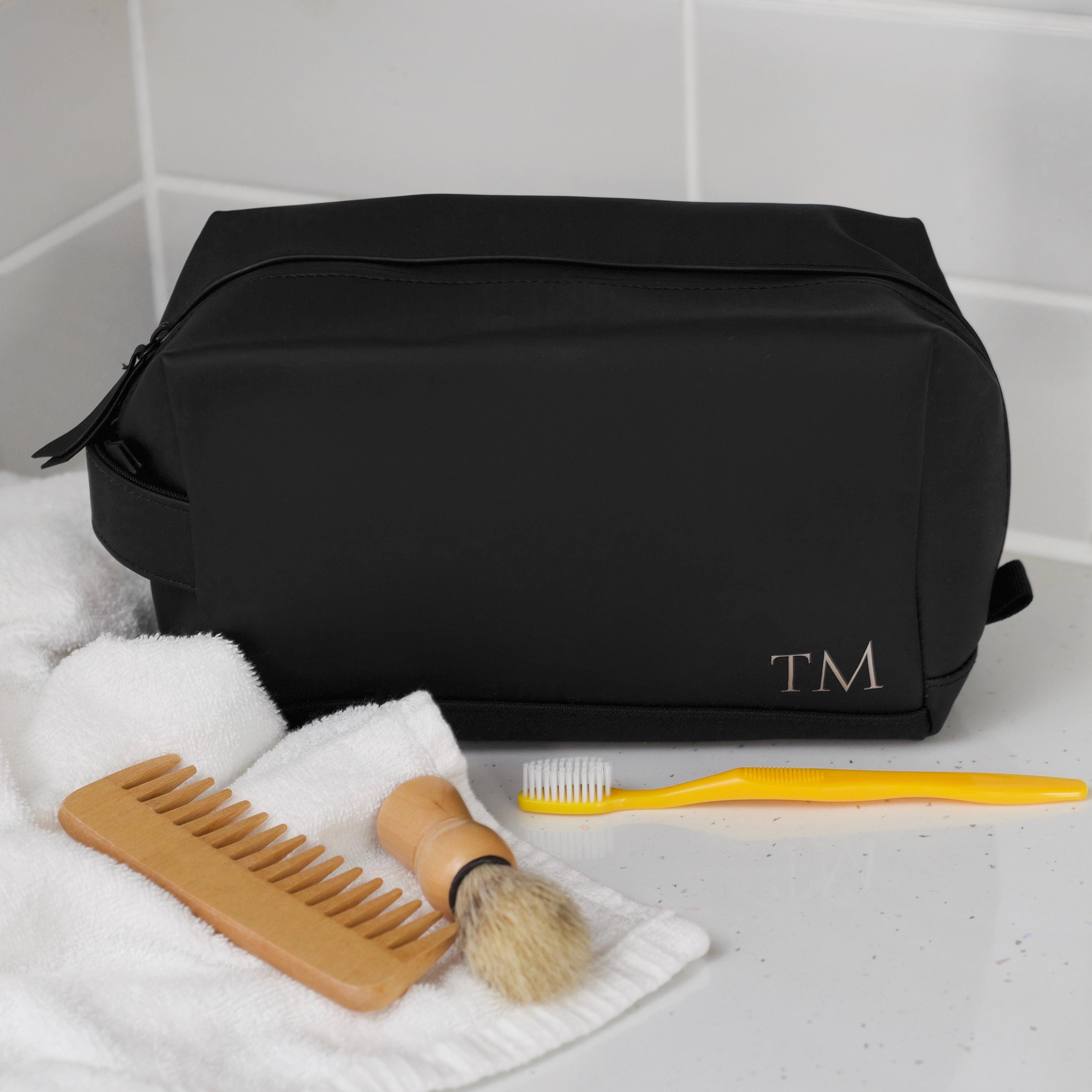 Personalised Toiletry wash bag, Initials bag with monogram, Cosmetic Makeup Bag, Toiletry Bag, Vegan Bag for Bridesmaid, Fathers day bag