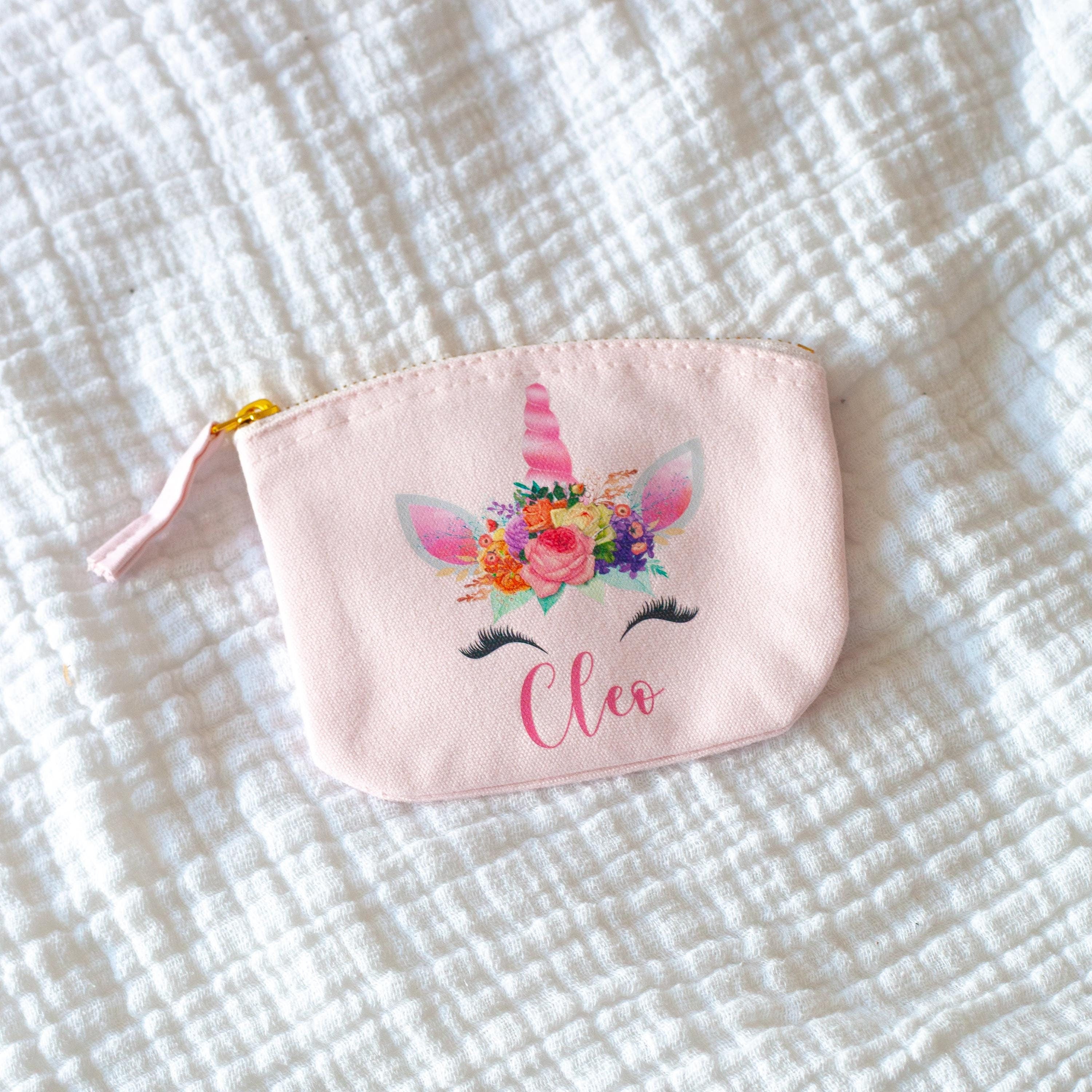 Personalised Unicorn Coin Purse, Girl Stocking Filler, Unicorn Gift For Her, Name Canvas Coin Purse, Unicorn Style Purse, Christmas Gift