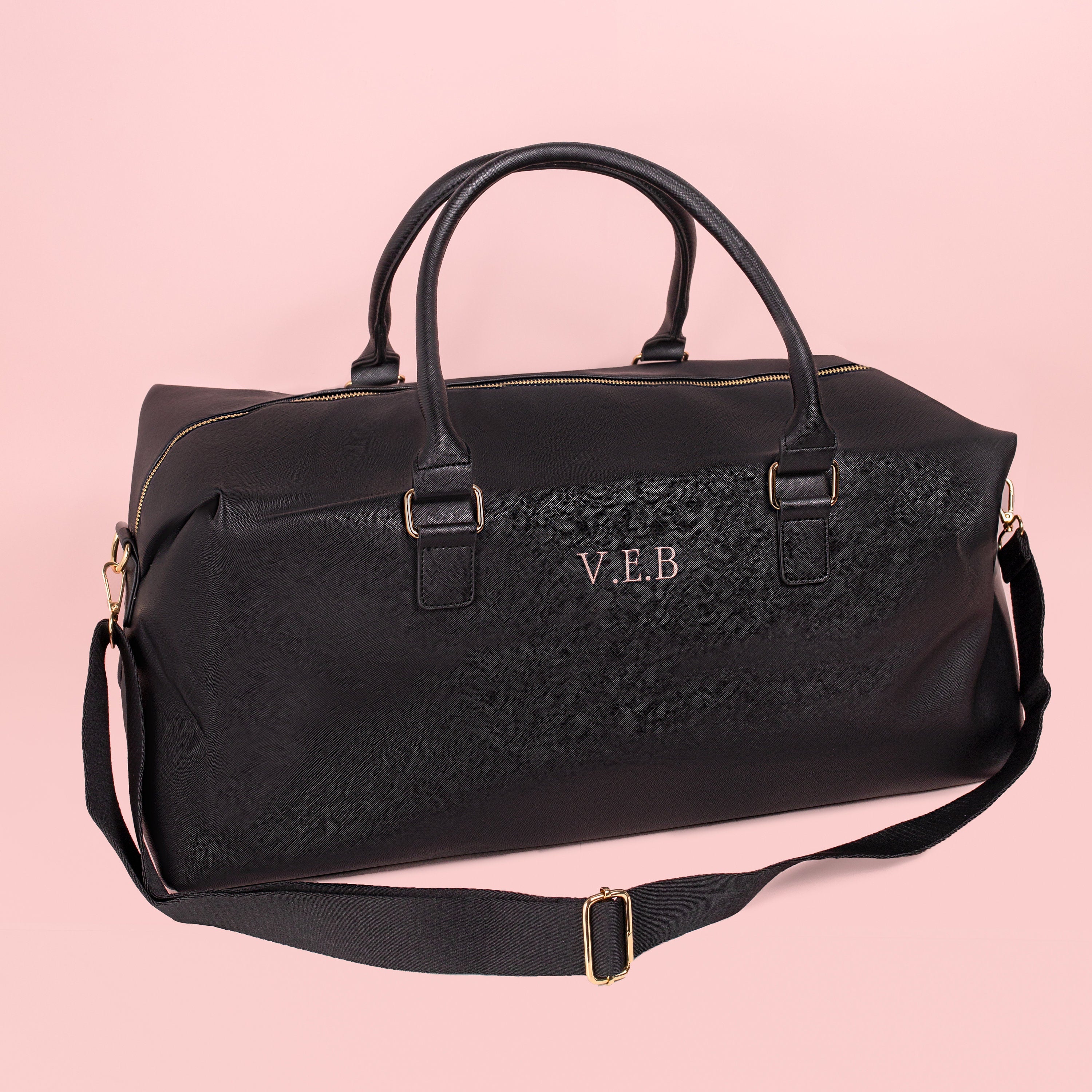 Personalised bag with Initials, Weekender Holdall Initials, Faux Leather Bag, Monogram Bag, Hand Luggage Bag, Bags for Women, Bag with strap