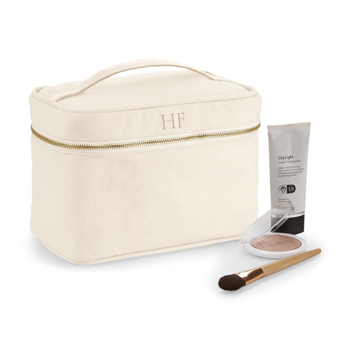 Personalised vanity makeup case, monogram initial cosmetic bag, toiletry bag, bridesmaid bag, custom make up bag, jewellery box, Cotton