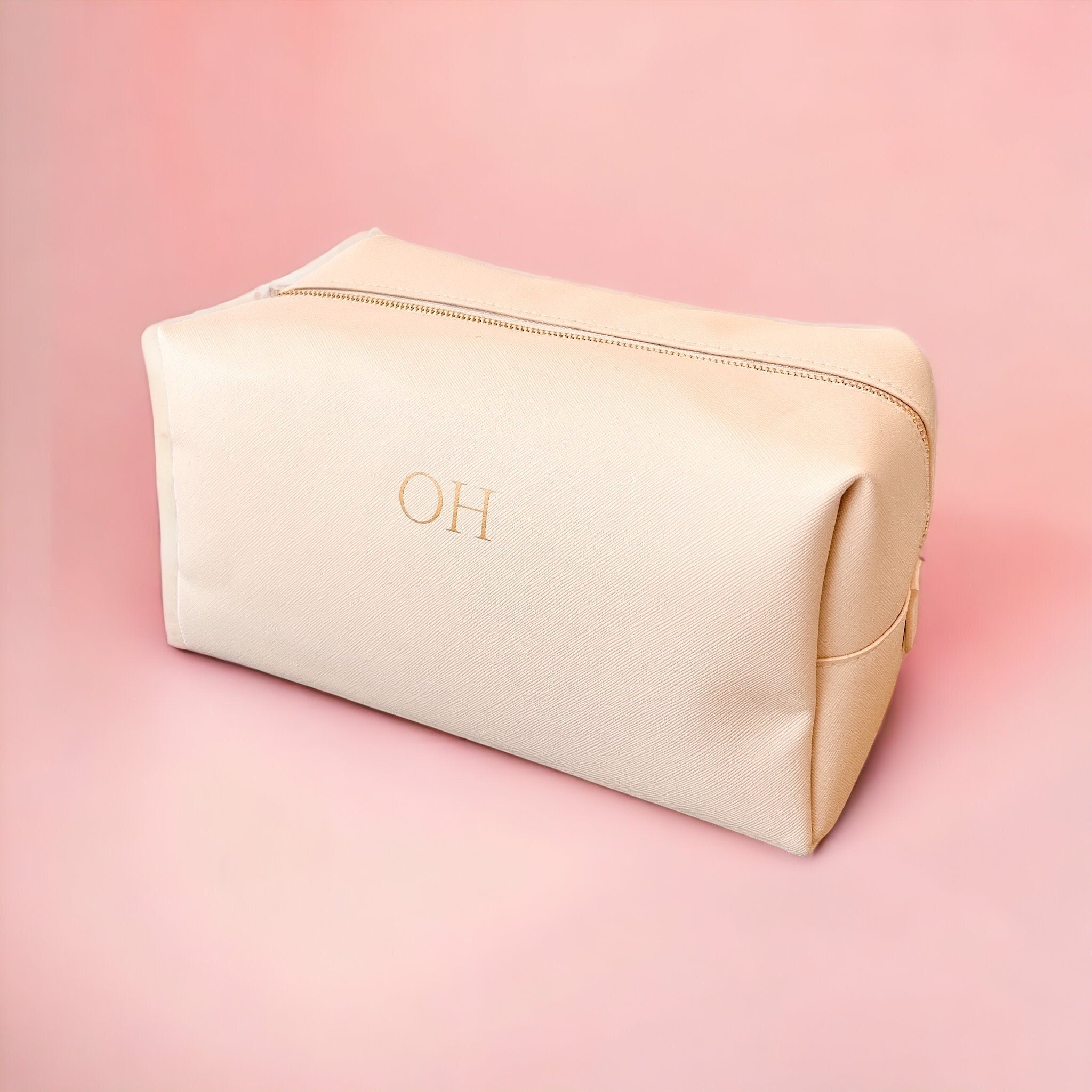 Personalised cosmetic bag with small monogram, custom makeup bag, personalized gift for her, personalised gift for bridesmaid, organizer