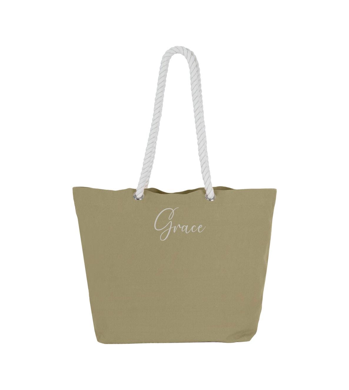 Personalised Beach Bag, Shopping Bag, Holiday Bag, Personalised Tote Bag, Rope Handle Tote, classic shopper, personalised name, monogram - Jessica Hollie Gifts
