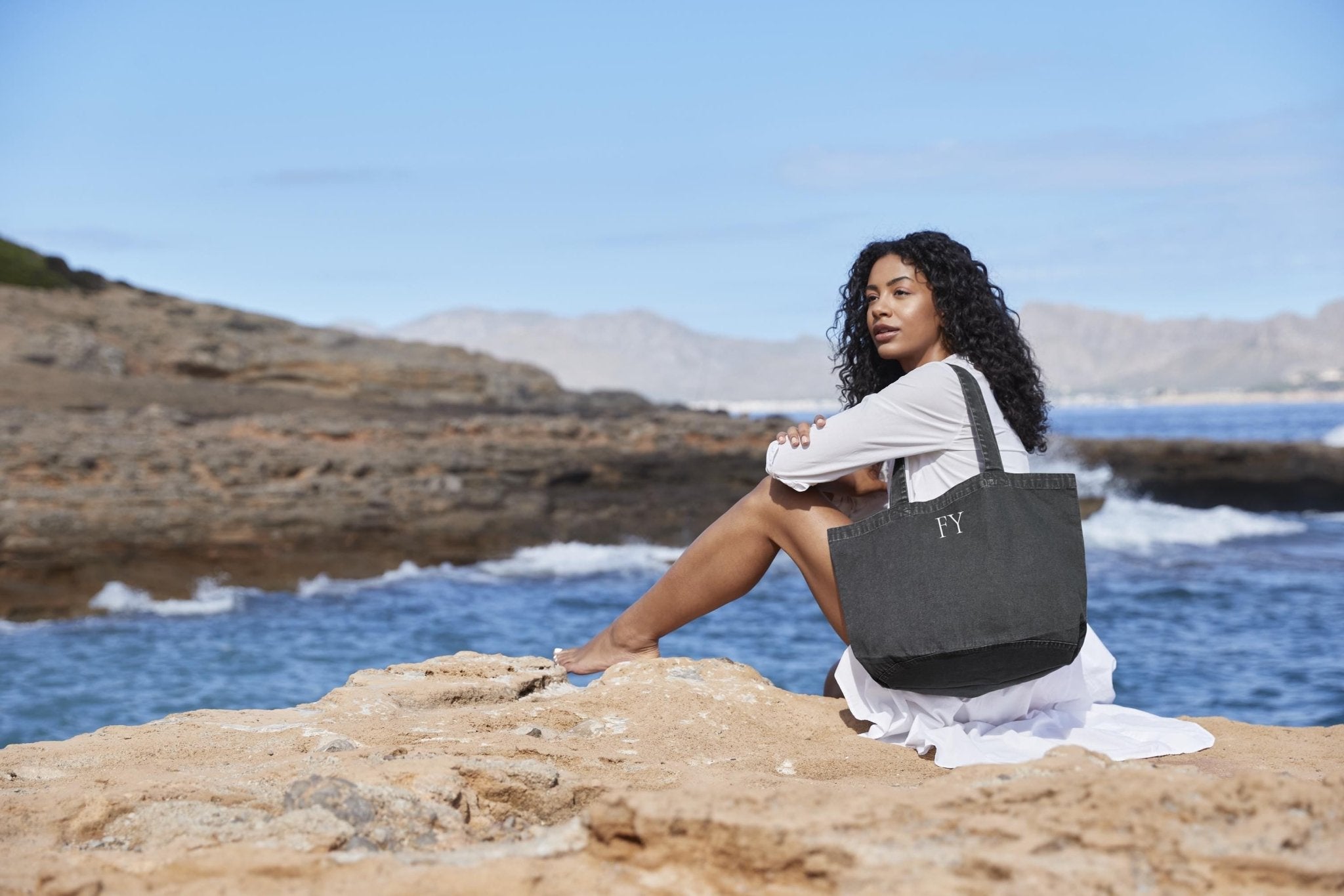 Personalised Custom Tote Classic Shopper Bag, Initials Monogram Beach Bag, Shopping Bag, Gift for Her, recycled cotton tote bag, washed look - Jessica Hollie Gifts