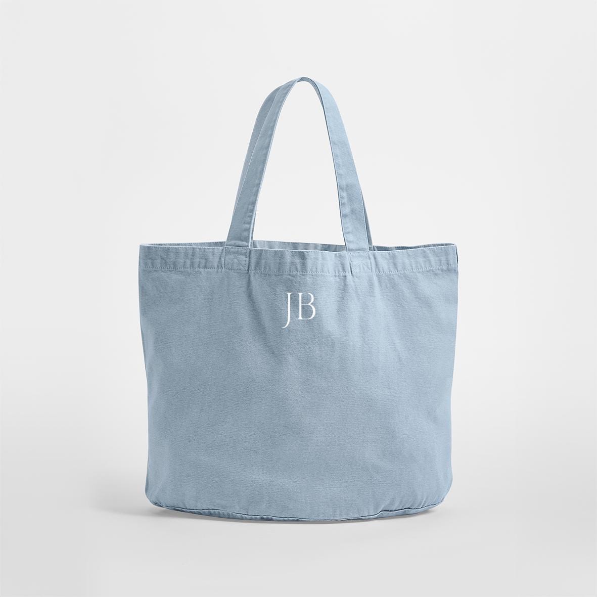 Personalised Custom Tote Classic Shopper Bag, Initials Monogram Beach Bag, Shopping Bag, Gift for Her, recycled cotton tote bag, washed look - Jessica Hollie Gifts