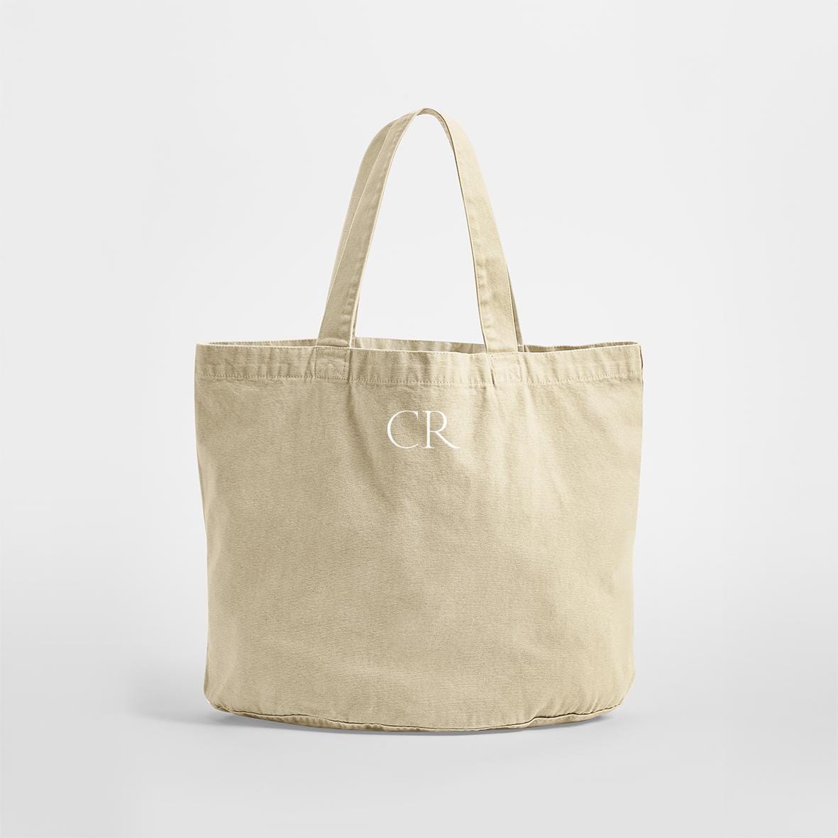 Personalised Custom Tote Classic Shopper Bag, Initials Monogram Beach Bag, Shopping Bag, Gift for Her, recycled cotton tote bag, washed look - Jessica Hollie Gifts