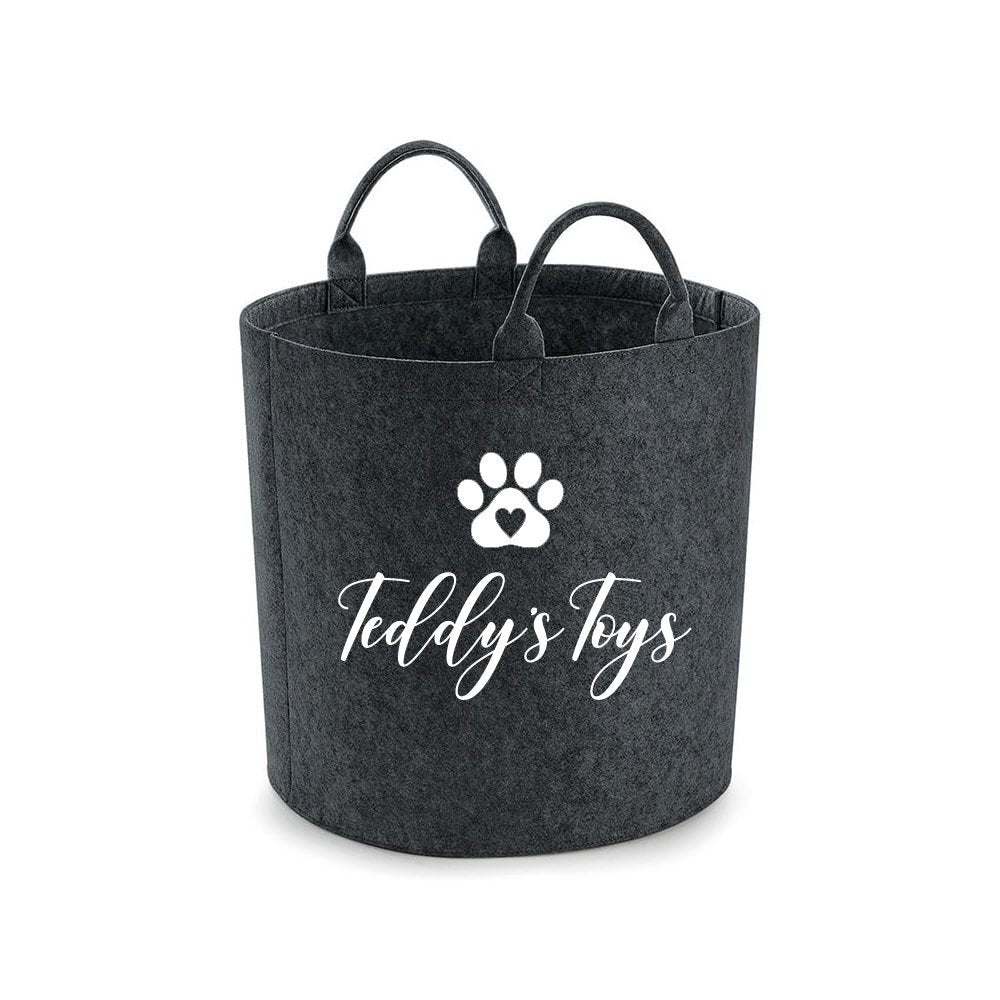 Personalised Pet Paw Print Felt Toy Basket