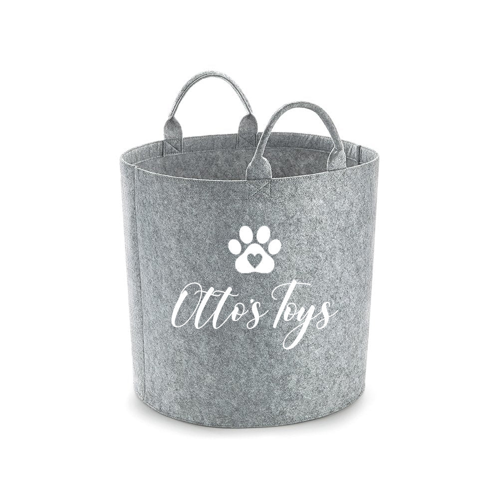 Personalised Pet Paw Print Felt Toy Basket