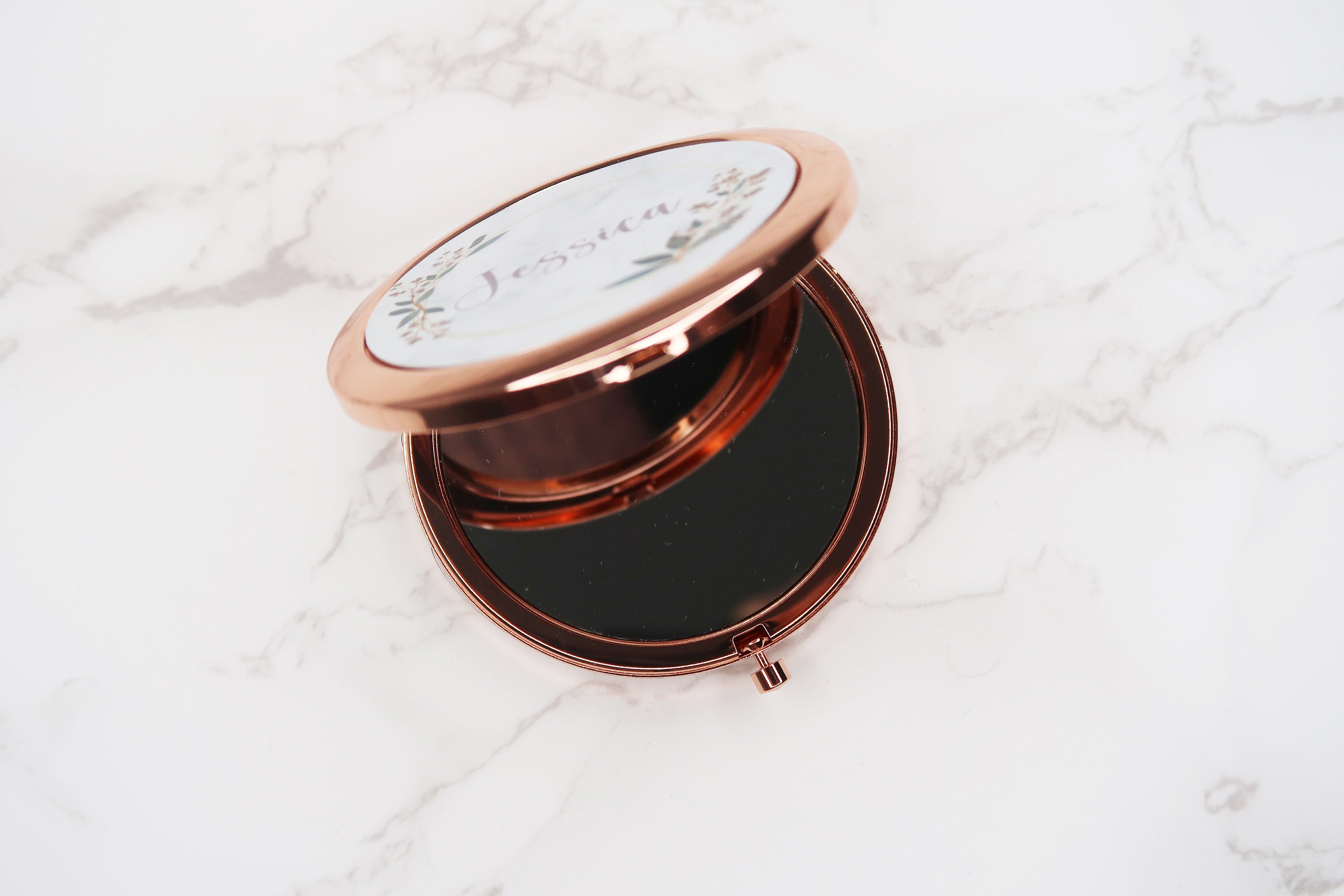 Rose Gold Round Compact Mirror